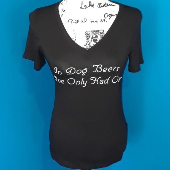 5/25  Black "In Dog Beers I've Only Had One" Tee - Picture 1 of 8